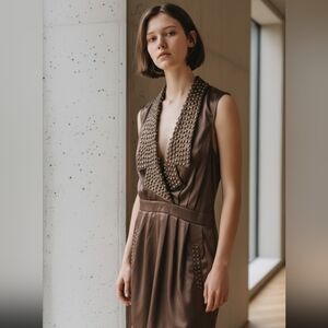 XXI Studded collar neckline & pockets Accented Dress | Invisible Zipper | Sz: LG